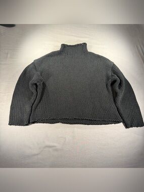 Black Chunky Knit Mock Neck Sweater M